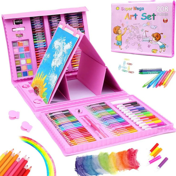 "208-Piece Kids Art Set with Easel - Perfect Gift for Creative Kids"