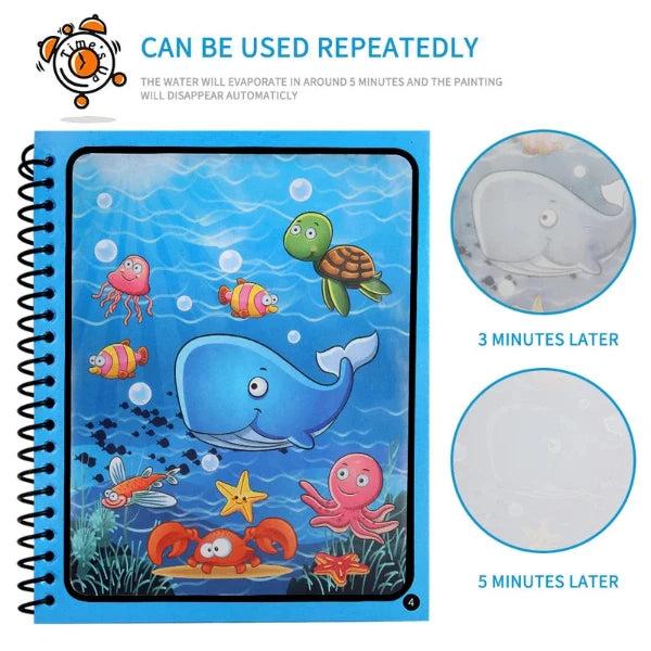 "Magic Water Drawing Book – Reusable Montessori Coloring for Kids"