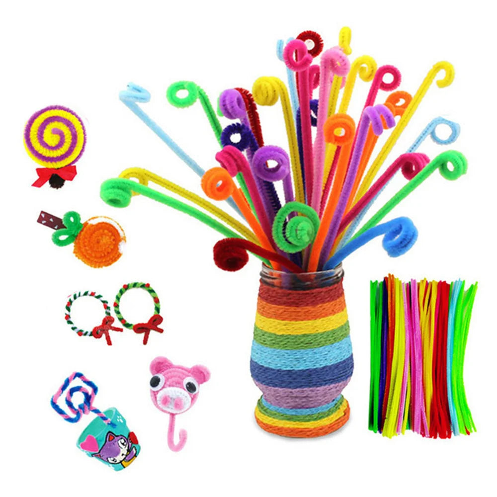 "Spark Creativity: THNREXU DIY Colorful Plush Sticks Wool Pompoms Kit"